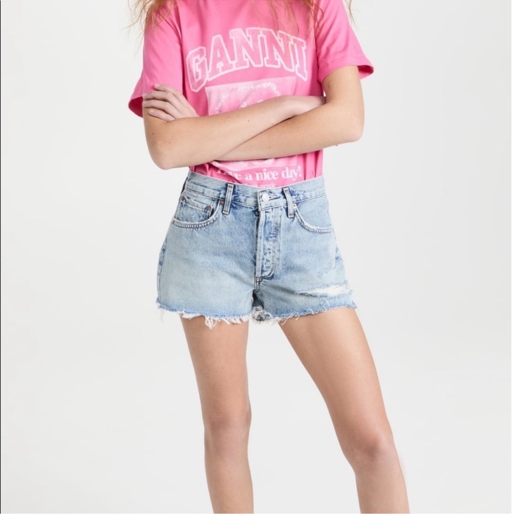 Agolde Parker High Rise Denim Distressed Shorts size 25